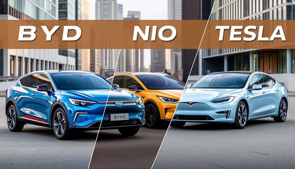 nycPro | Comparison of Chinese EVs and Tesla in a cityscape